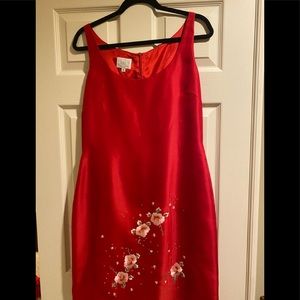 Embroidered Organza Red Dress